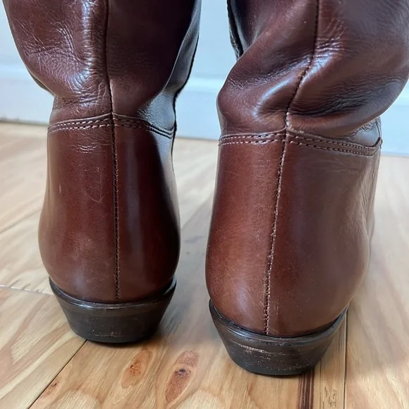 Vintage Nine West Q-Louisa 2 Brown Leather Flat Riding Boots Women’s Size 7.5 - Picture 9 of 14